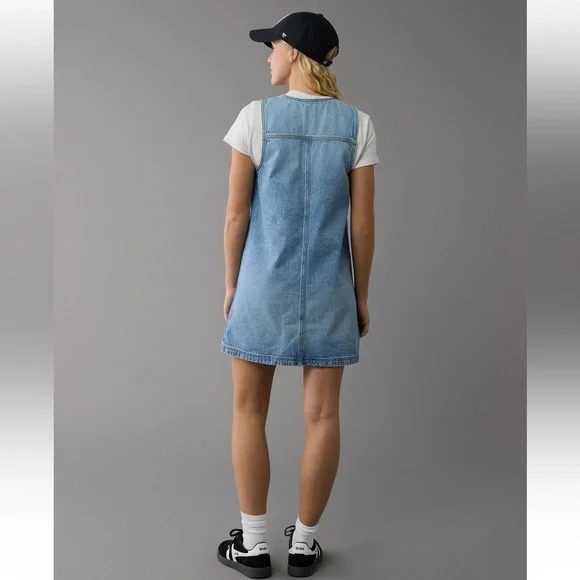 American Eagle Denim V-Neck Pinafore Dress - Picture 2 of 6